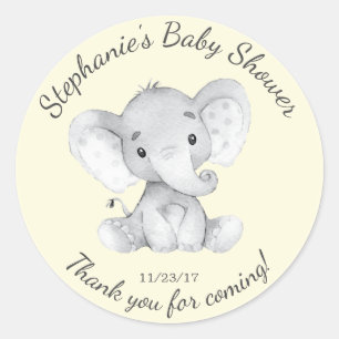 Redonda Elephant Jungle Animals Baby Shower Favor Pegatina