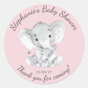Redonda Elephant Jungle Animals Baby Shower Favor Pegatina