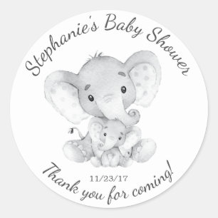 Redonda Elephant Jungle Animals Baby Shower Favor Pegatina