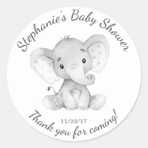 Redonda Elephant Jungle Animals Baby Shower Favor Pegatina