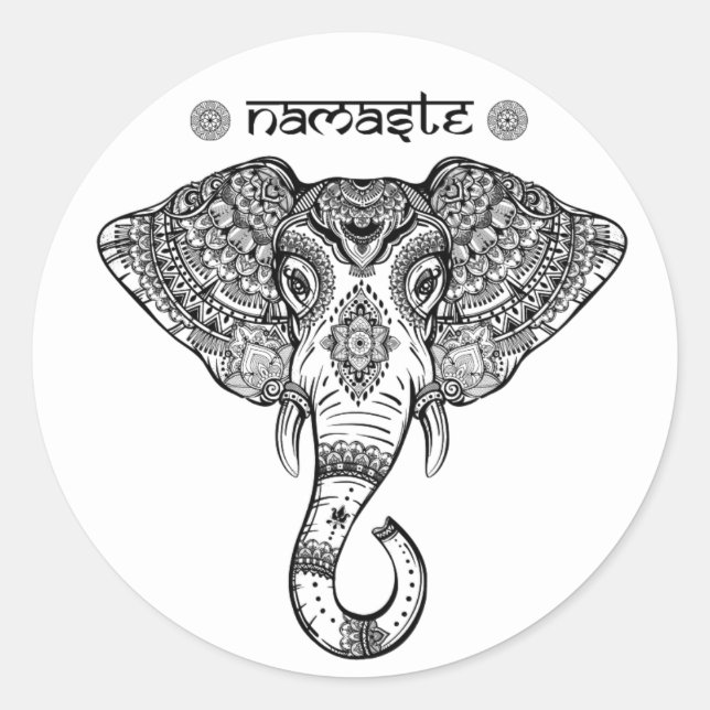 Redonda Elephant Mandala pegatina (Anverso)