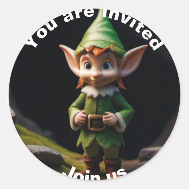 Redonda Elf Pegatina (Anverso)