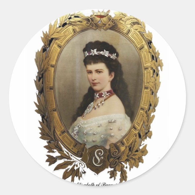 Redonda Elisabeth de Baviera Pegatina (Anverso)