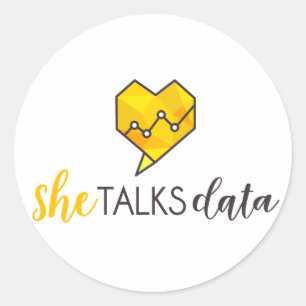 Redonda Ella habla al pegatina de los datos