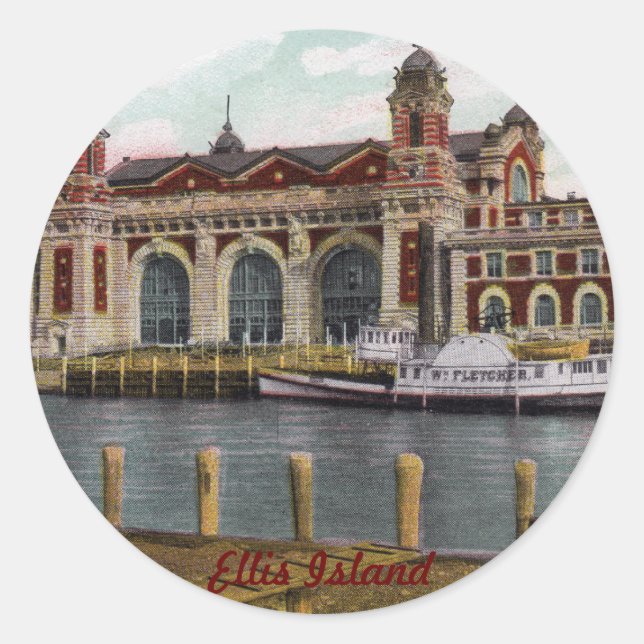 Redonda Ellis Island Pegatina (Anverso)