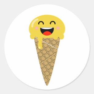 Redonda Emoji helado Pegatina feliz
