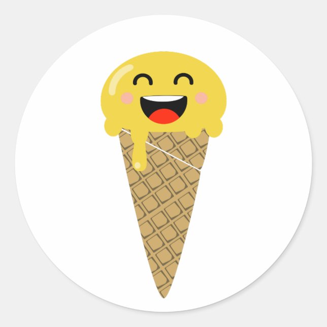 Redonda Emoji helado Pegatina feliz (Anverso)