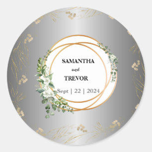 Redonda Encantador Pegatina Botánico de Oro