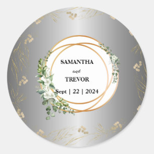 Redonda Encanto de oro: Pegatina botánico personalizado