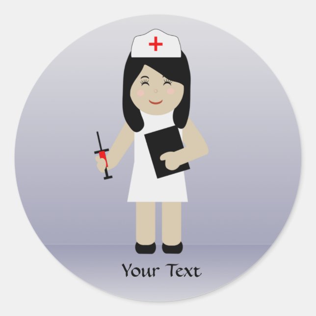 Redonda Enfermera 2 Personalizado Pegatina (Anverso)