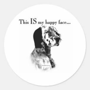 Redonda English Setter Happy Face - Pegatina