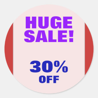 Redonda "¡ENORME VENTA!" Pegatina redondo "30% OFF"