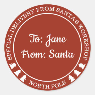 Redonda Entrega especial personalizada de Santa Pegatina
