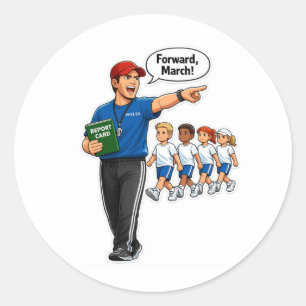 Redonda Entrenador de Educación Física para Niños Pegatina