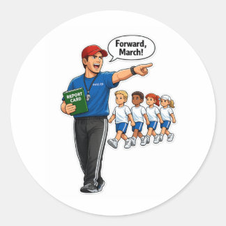 Redonda Entrenador de Educación Física para Niños Pegatina