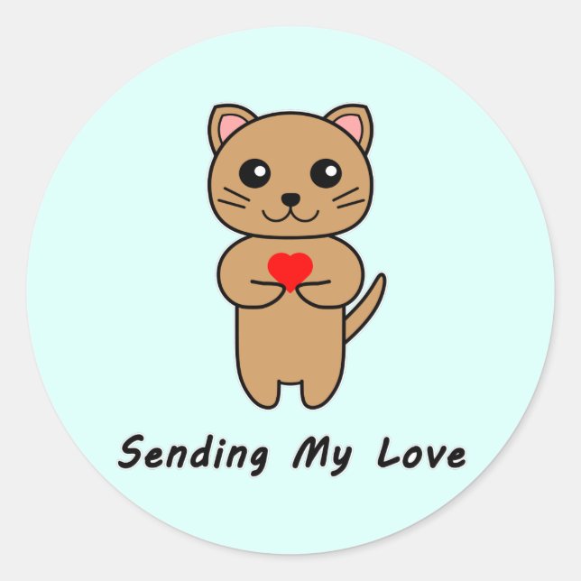 Redonda Enviando a mi Pegatina de fondo azul de amor (Anverso)