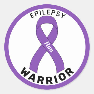 Redonda Epilepsy Warrior Ribbon Pegatina de Ronda Blanca
