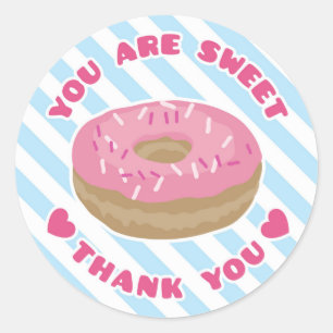 Redonda Eres Dulce Rosa Donut Gracias Pegatina
