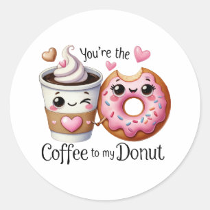 Redonda Eres el café de mi donut Pegatina