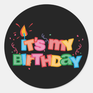 Redonda Es mi pegatina de las letras del cumpleaños