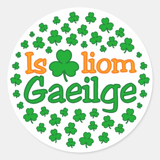 Redonda Es Pegatina de breá liom gaeilge (me encanta el ir (Anverso)