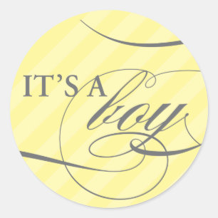 Redonda Es pegatina rayado amarillo del muchacho