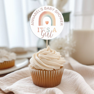 Redonda Es un Chica del Boho Rainbow Baby Shower Pegatina 