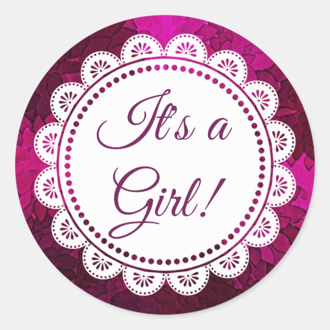 Redonda Es un Chica Pegatina Magenta (Anverso)