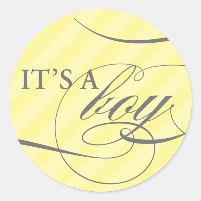 Redonda Es un niño Pegatina con rayas amarillas (Anverso)