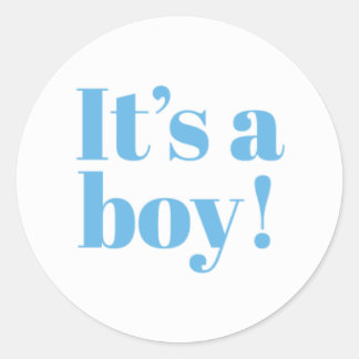 Redonda Es un niño Pegatina de Baby Shower