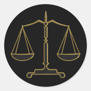 Redonda Escalas de oro de la justicia - pegatina de Derech