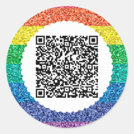 Redonda Escanear código QR arco iris Pegatina redondo clás