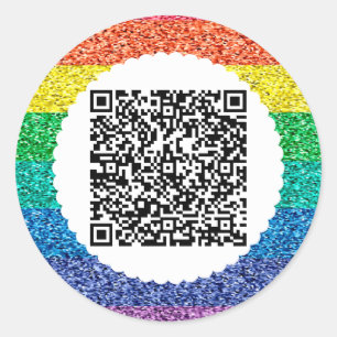 Redonda Escanear código QR arco iris Pegatina redondo clás