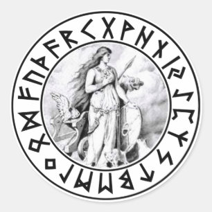 Redonda escudo de la runa de Freya del pegatina