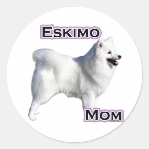 Redonda Eskimo American Dog Mom 4 - Pegatina