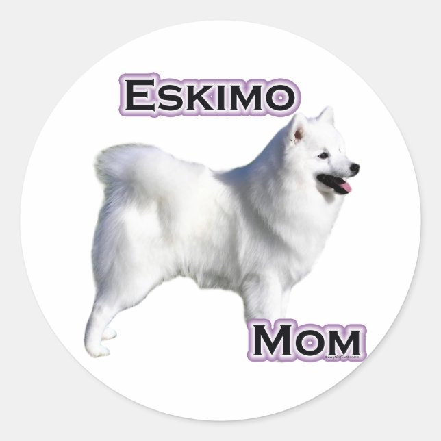 Redonda Eskimo American Dog Mom 4 - Pegatina (Anverso)