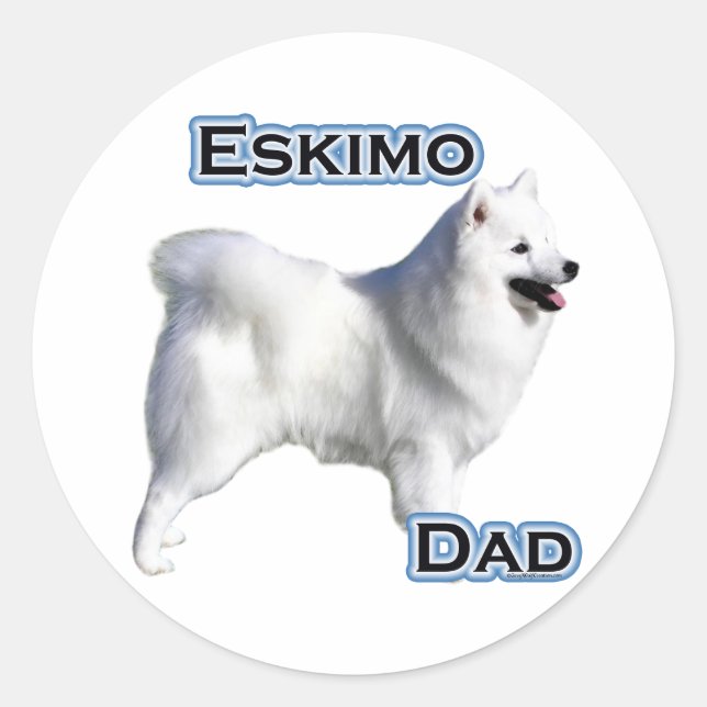 Redonda Eskimo Dog Dad 4 - Pegatina (Anverso)