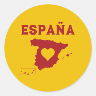 Redonda España Mapa Pegatina España Mapa Rojo amarillo