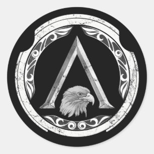 Redonda Espartano Águila Griego Escudo Pegatina redondo cl