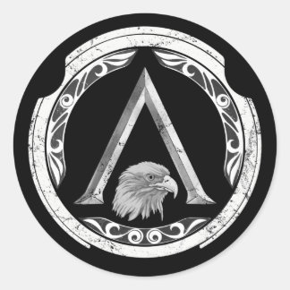 Redonda Espartano Águila Griego Escudo Pegatina redondo cl