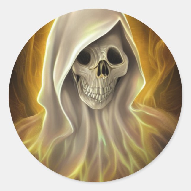 Redonda Espeluznante Ghost Classic Round Pegatina (Anverso)