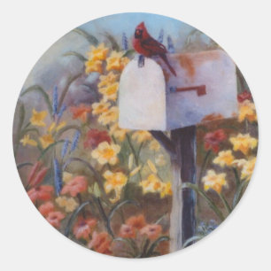 Redonda Esperando al Pegatina de correo