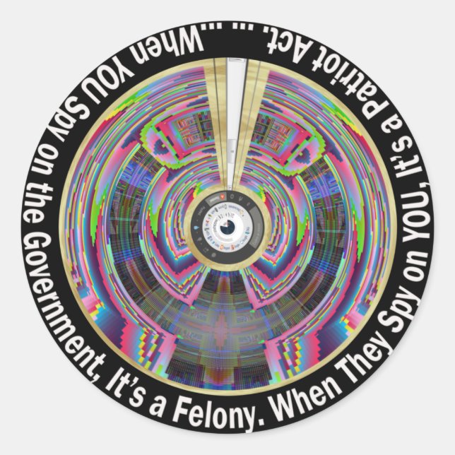 Redonda Espiar al Pegatina de la Ley Patriótica (Anverso)