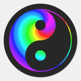 Redonda Espiral arcoiris Yin Yang Pegatina