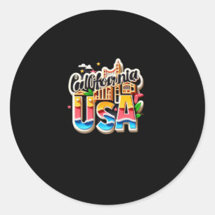 Redonda Estado De California En El Pegatina Estadounidense
