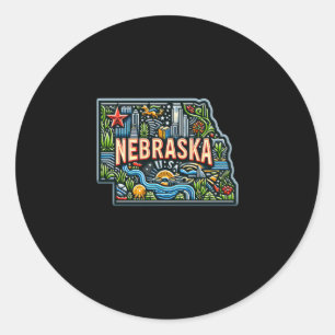 Redonda Estado De Nebraska En Pegatina Estadounidense