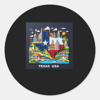 Redonda Estado De Texas En El Pegatina Estadounidense 1