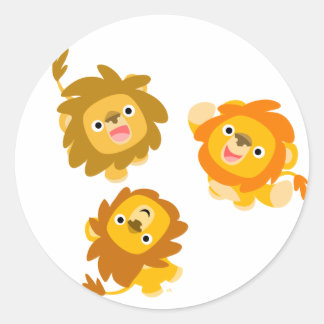 Redonda "¡Estamos aquí!" Pegatina de Leones Personalizado