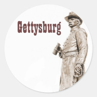 Redonda Estatua de Gettysburg III Pegatina de Esbozo Sepia