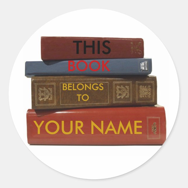Redonda ESTE LIBRO PERTENECE AL pegatina DE NOMBRES (Anverso)